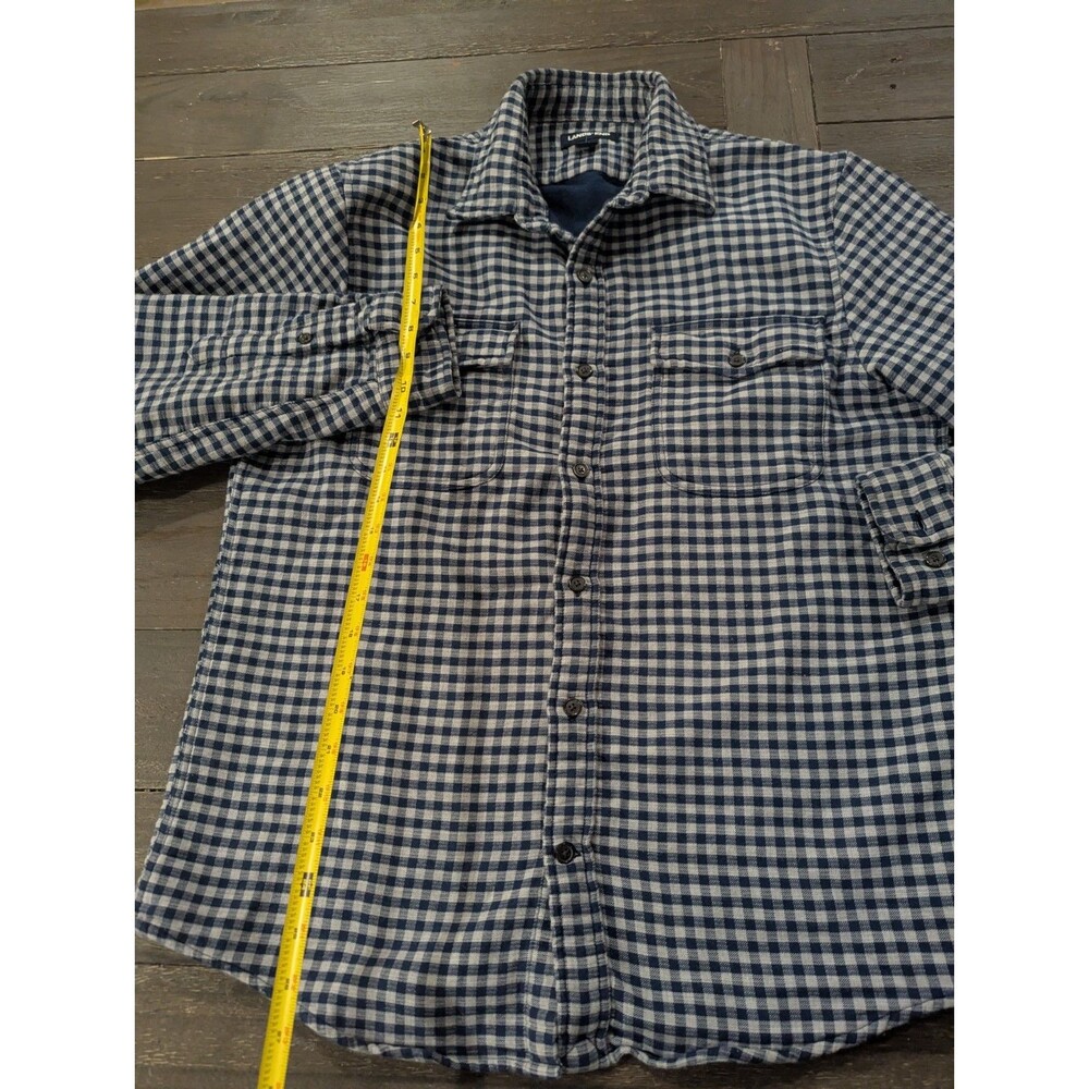 Lands' End Men's Medium Heavy Cotton Lined Shirt Blue Flannel Cabincore - Picture 6 of 7